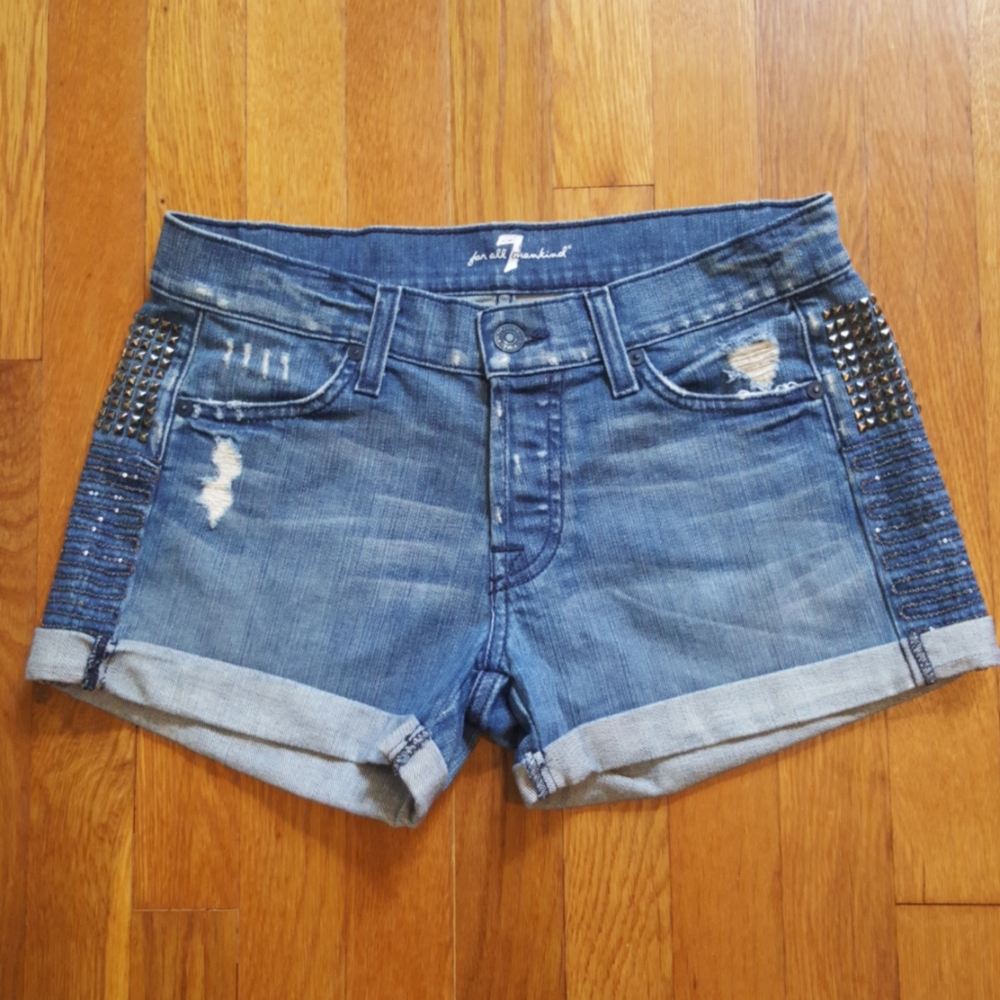 7 for all mankind studded jean shorts